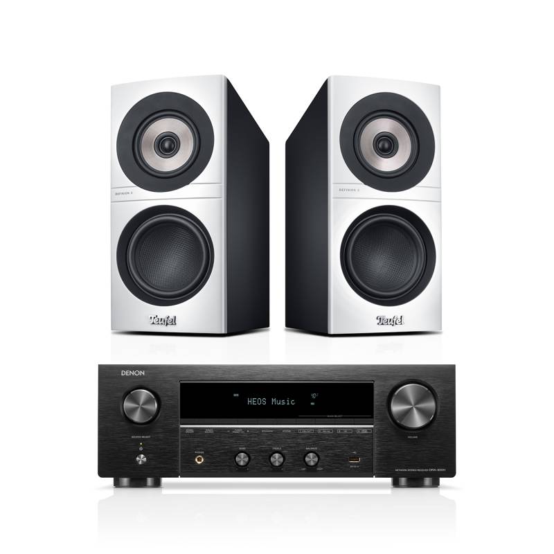 Teufel DEFINION 3S + DENON DRA-900H High-End-Regal-Lautsprecher Receiver Weiß / Schwarz von Teufel