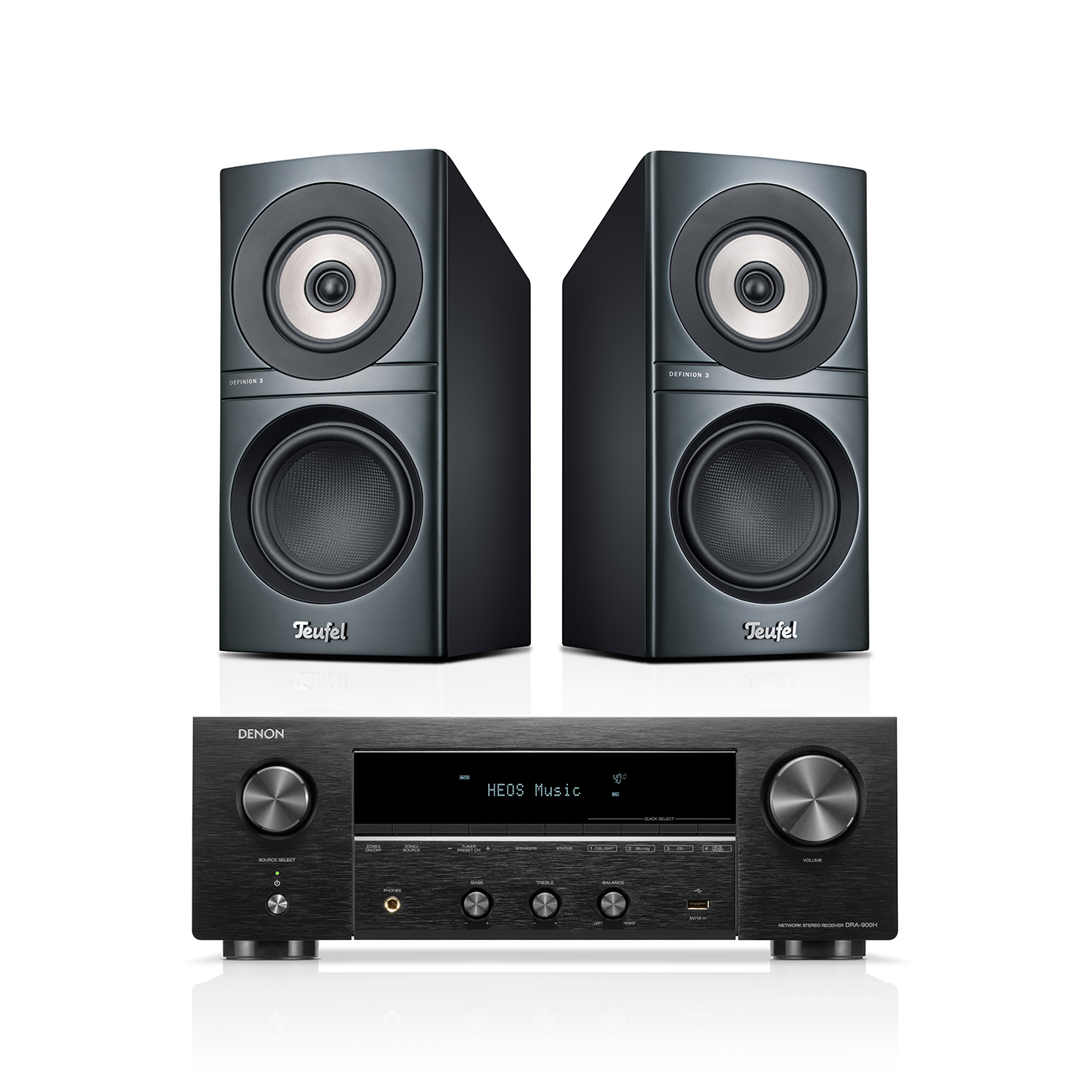 Teufel DEFINION 3S + DENON DRA-900H High-End-Regal-Lautsprecher Receiver Anthrazit Teufel DEFINION 3S + DENON DRA-900H High-End-Regal-Lautsprecher Receiver Anthrazit von Teufel