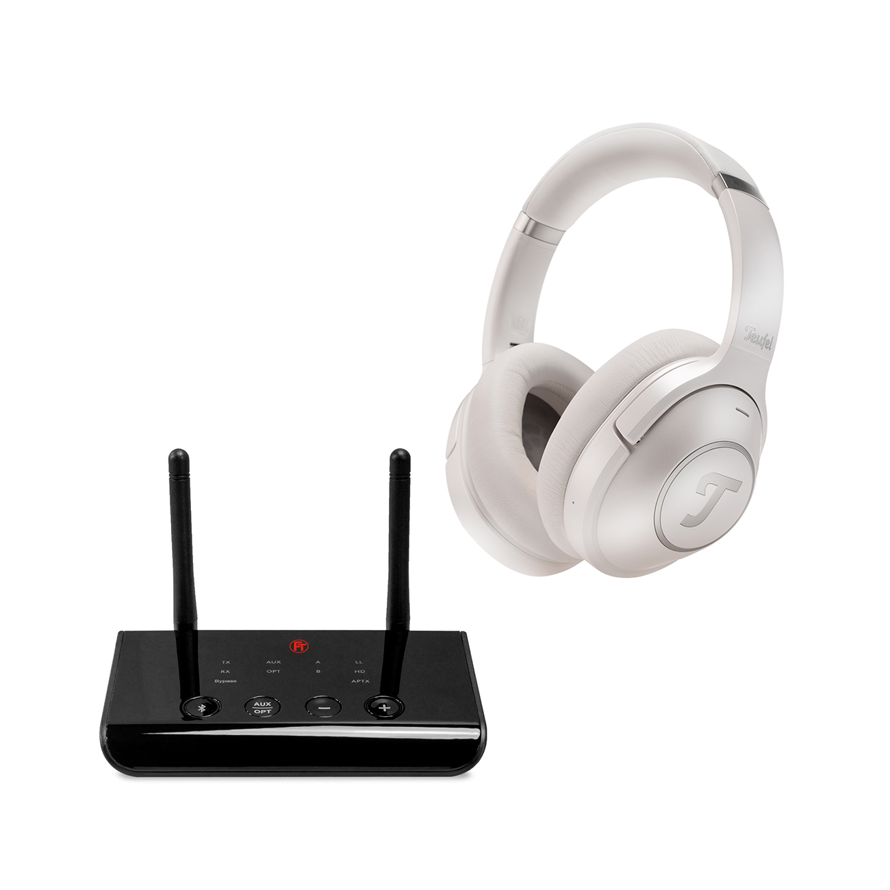 Teufel REAL BLUE + FeinTech Bluetooth Audio System Bundle HD-Bluetooth-Kopfhörer Over-Ear über 55 Stunden Pearl White Teufel REAL BLUE + FeinTech Bluetooth Audio System Bundle HD-Bluetooth-Kopfhörer Over-Ear über 55 Stunden Pearl White von Teufel