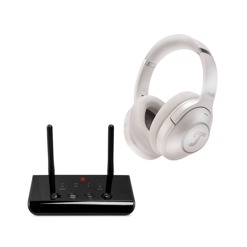 Teufel REAL BLUE + FeinTech Bluetooth Audio System Bundle HD-Bluetooth-Kopfhörer Over-Ear über 55 Stunden Pearl White von Teufel