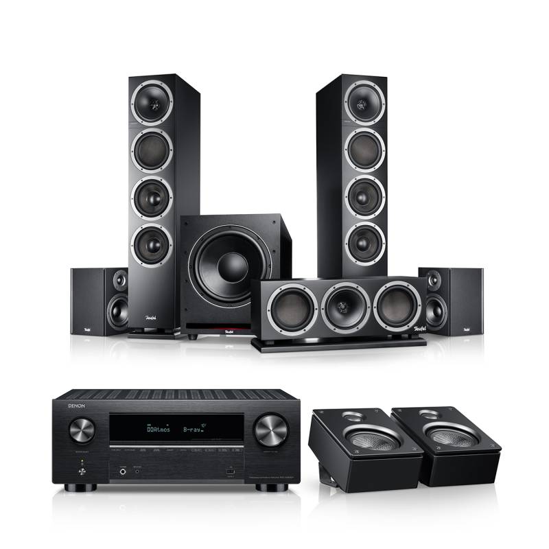 Teufel THEATER 500 Surround + DENON X3800H für Dolby Atmos "5.1.2" Regallautsprecher Receiver Schwarz von Teufel