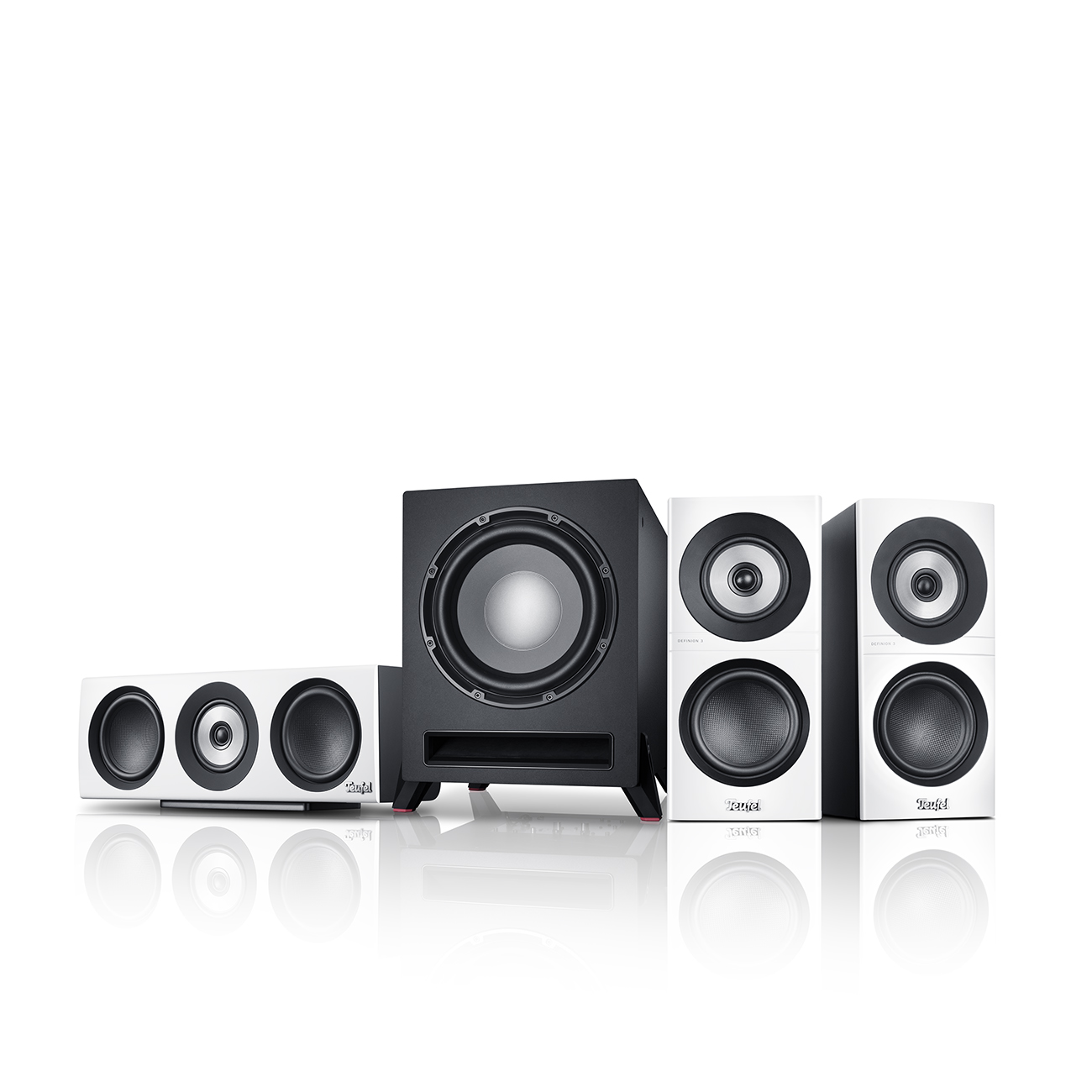 Teufel Definion 3 "2.0>5.1 Ausbau-Set Surround" Lautsprecher Set Weiß/Schwarz von Teufel