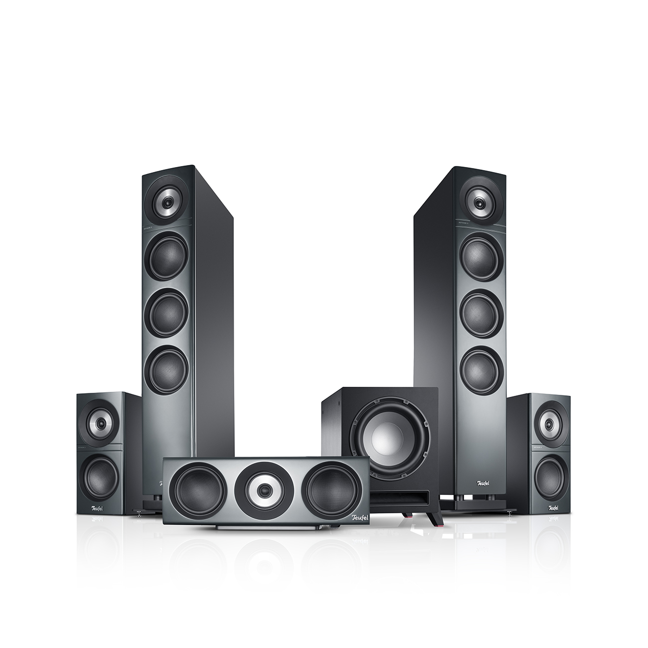 Teufel Definion 3 Surround "5.1-Set" High-End-Heimkino-Lautsprecher-Set Mächtiger Subwoofer Anthrazit von Teufel