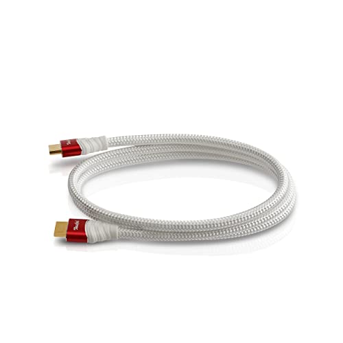 Teufel HDMI-2.0-Rundkabel Highspeed HDMI-Kabel unterstützt alle 2.0-Spezifikationen wie z.B. 4K 50/60p und 4K 3D, Vergoldeter Anschluss (Weiß, 1,5 m) von Teufel