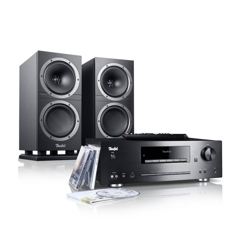 Teufel Kombo 500S Regallautsprechern Downfiring Bassreflexsystem inklusive 2 x 5 m Lautsprecherkabel Schwarz von Teufel