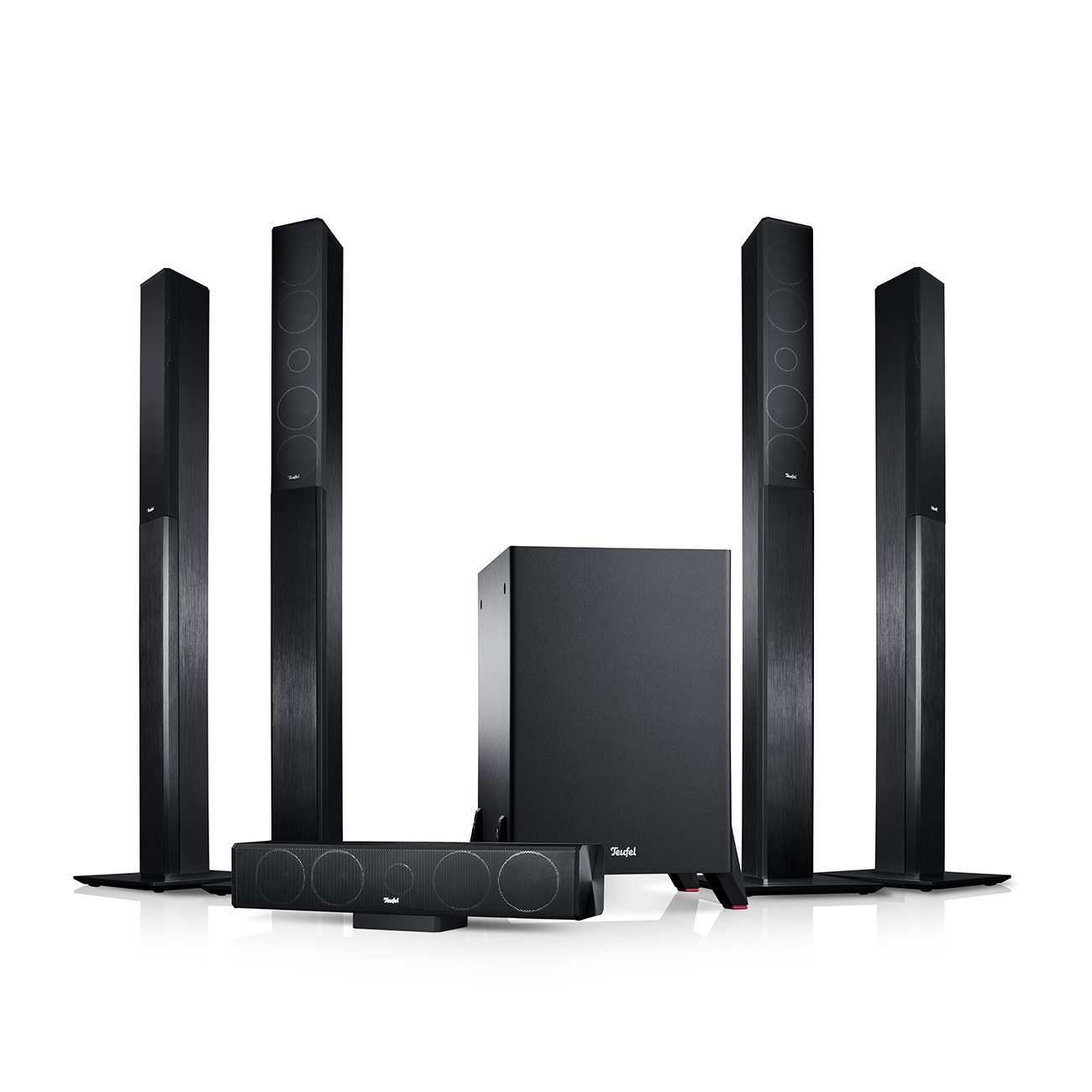 Teufel LT 4 "5.1-Set L" 5.1-Heimkino-Set 3-Wege-Technik Aluminium Schwarz von Teufel