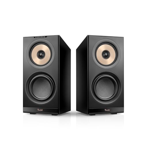 Teufel Stereo M 2 - Aktive Regallautsprecher Paar Kabellos Bluetooth WLAN Multiroom Streaming, Holzgehäuse, HiFi Speakers, 100 Watt 3-Wege-System, Chromecast™ Built-in - schwarz von Teufel