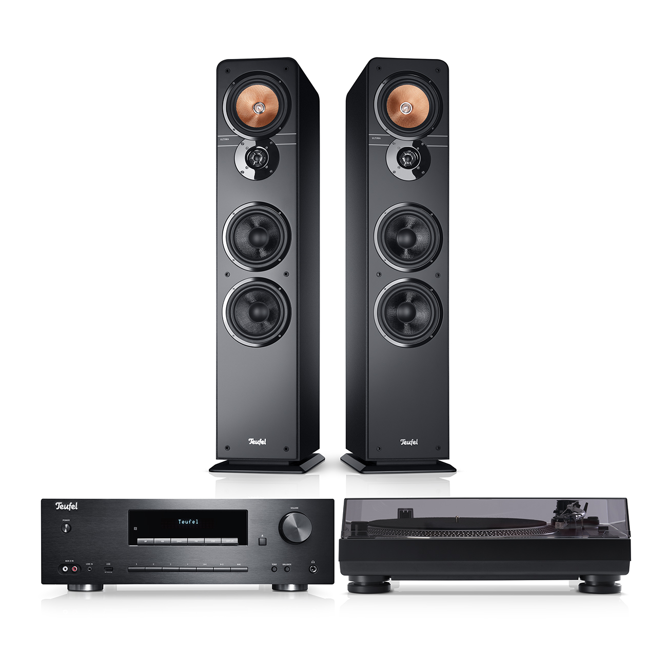 Teufel ULTIMA 40 KOMBO VINYL 250 High-End Stereoanlage mit CD-MP3-Player Bluetooth Subwoofer Schwarz/Schwarz Teufel ULTIMA 40 KOMBO VINYL 250 High-End Stereoanlage mit CD-MP3-Player Bluetooth Subwoofer Schwarz/Schwarz von Teufel