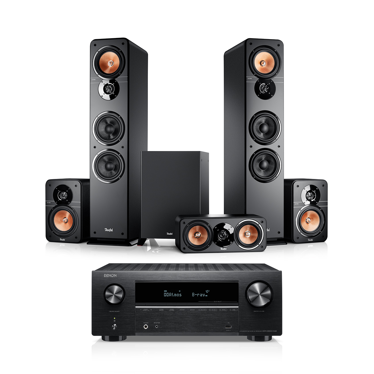 Teufel ULTIMA 40 Surround + Denon X2800H DAB "5.1-Set" Heimkinosystem mit Standlautsprechern Schwarz Teufel ULTIMA 40 Surround + Denon X2800H DAB "5.1-Set" Heimkinosystem mit Standlautsprechern Schwarz von Teufel