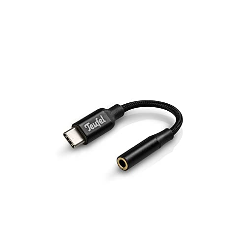 Teufel USB-C auf Kopfhöreranschluss Adapter zum Anschluss von Kopfhörern oder Kabeln mit 3,5-mm-Klinkenstecker an Android Smartphones etc. (Länge 11 cm, Schwarz) von Teufel