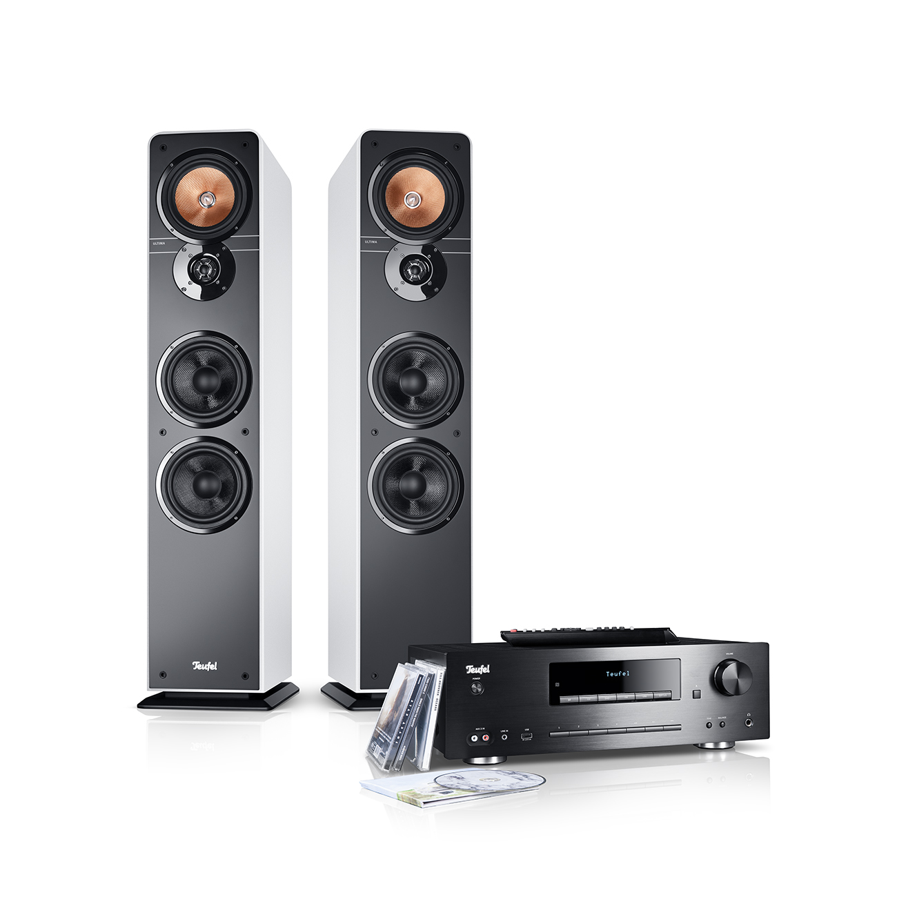 Teufel Ultima 40 Kombo High-End Stereoanlage mit CD-MP3-Player Bluetooth Subwoofer Weiß von Teufel