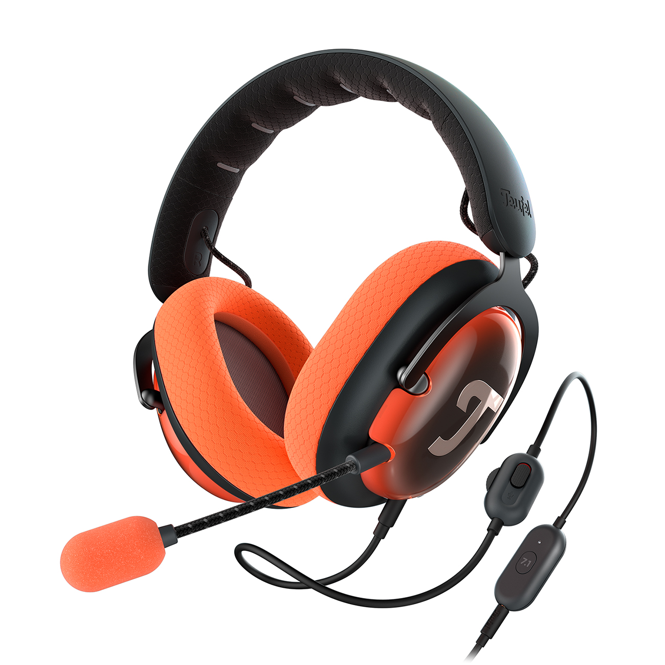 Teufel ZOLA Gaming-HD-Headset 7.1-Binaural-Surround-Sound Kraftvolller Bass Dark Gray/Coral Red/Dark Gray von Teufel
