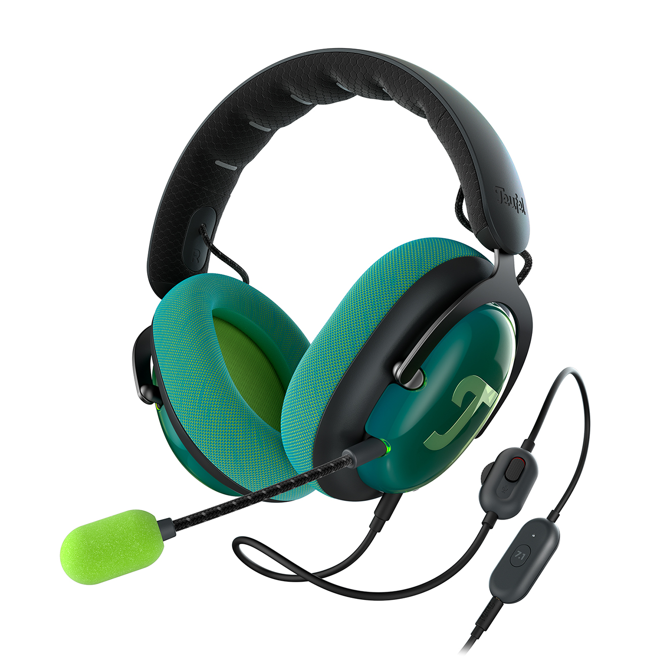 Teufel ZOLA Gaming-HD-Headset 7.1-Binaural-Surround-Sound Kraftvolller Bass Dark Gray/Dark Gray/Teal & Lime von Teufel