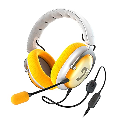 Teufel ZOLA Gaming Kopfhörer mit 7.1 USB-Soundkarte, DTS Headphone:X® 2.0 Surround Sound,Einstellbarer Mikrofonarm mit HD-Kondensator-Mikrofon, PC, Bequeme Passform - Hellgrau Gelb von Teufel