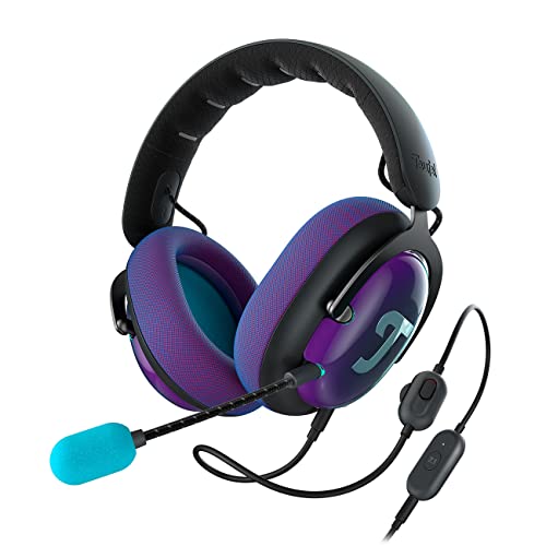 Teufel ZOLA Gaming Kopfhörer mit 7.1 USB-Soundkarte, DTS Headphone:X® 2.0 Surround Sound,Einstellbarer Mikrofonarm mit HD-Kondensator-Mikrofon, PC, Bequeme Passform - Schwarz Violett von Teufel