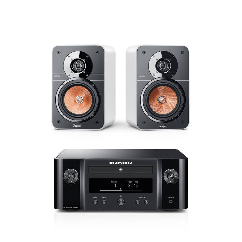 Teufel ULTIMA 20 + Marantz M-CR612 HiFi-Kompaktanlage CD-Receiver 2-Wege-Regallautsprecher-Paar Weiß/Schwarz von Teufel