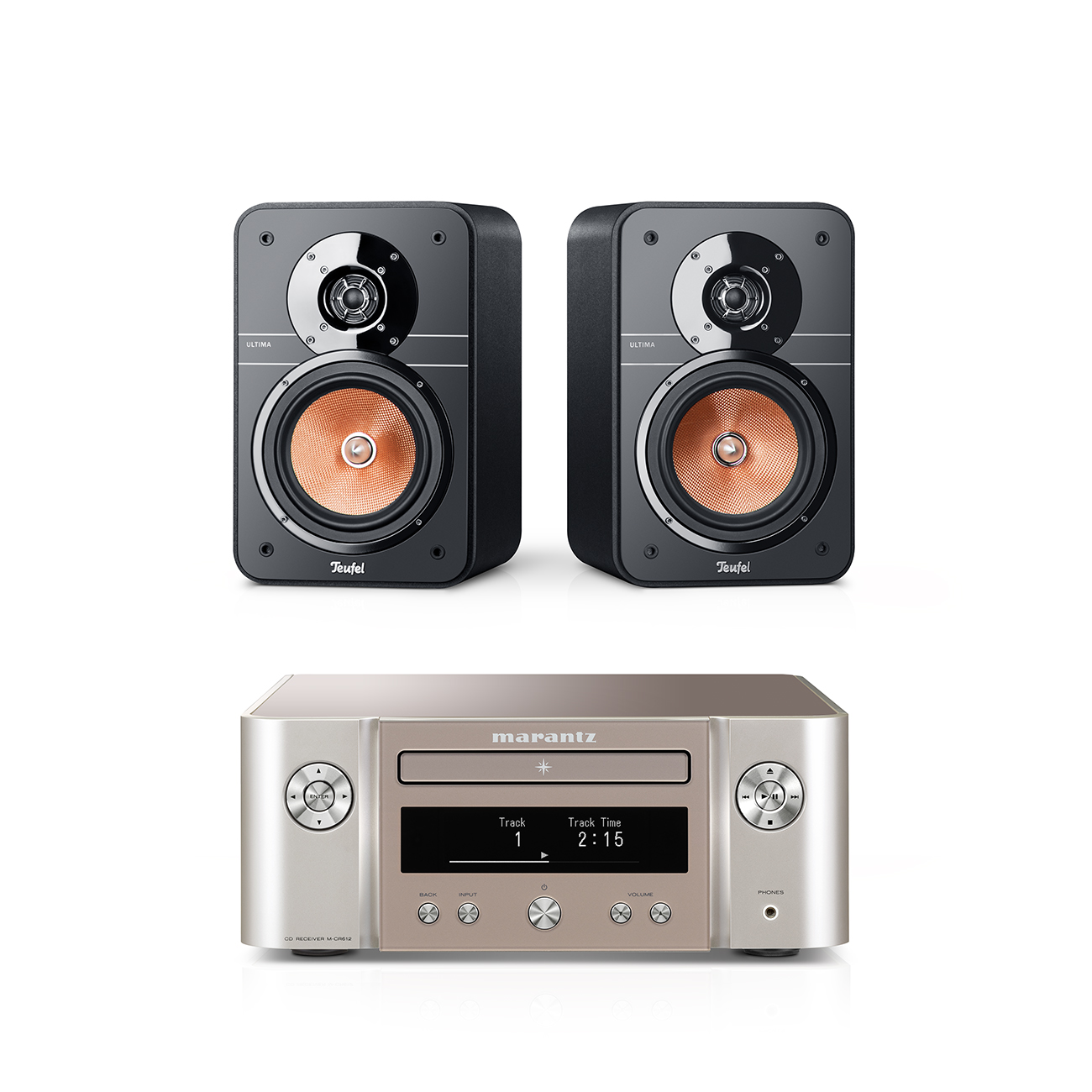 Teufel ULTIMA 20 + Marantz M-CR612 HiFi-Kompaktanlage CD-Receiver 2-Wege-Regallautsprecher-Paar Schwarz/Silber-Gold Teufel ULTIMA 20 + Marantz M-CR612 HiFi-Kompaktanlage CD-Receiver 2-Wege-Regallautsprecher-Paar Schwarz/Silber-Gold von Teufel