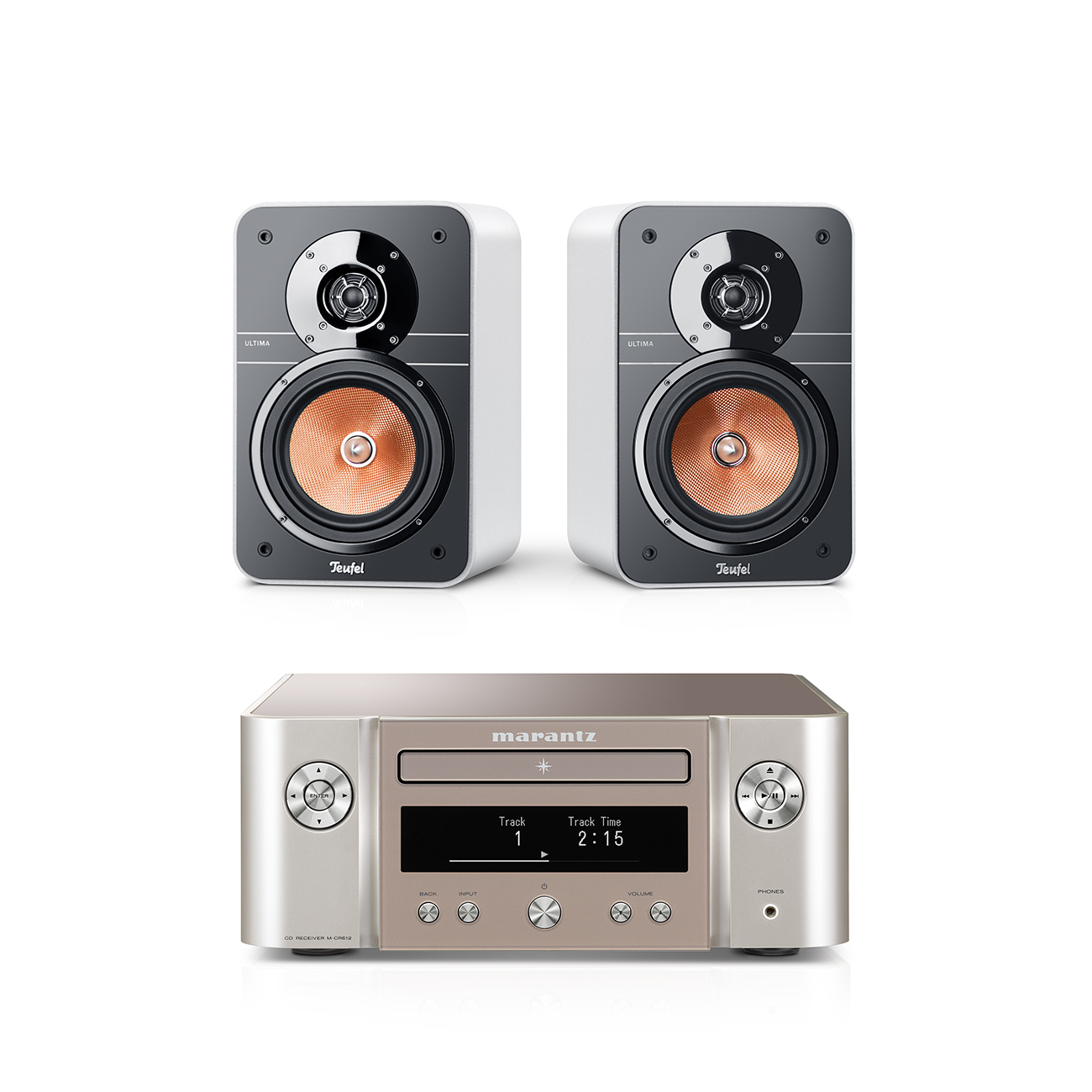 Teufel ULTIMA 20 + Marantz M-CR612 HiFi-Kompaktanlage CD-Receiver 2-Wege-Regallautsprecher-Paar Weiß/Silber-Gold Teufel ULTIMA 20 + Marantz M-CR612 HiFi-Kompaktanlage CD-Receiver 2-Wege-Regallautsprecher-Paar Weiß/Silber-Gold von Teufel