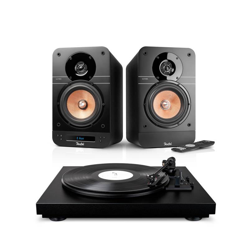 Teufel ULTIMA 25 AKTIV + Pro-Ject A1 Regallautsprecher Plattenspieler 2-Weg-System Schwarz von Teufel