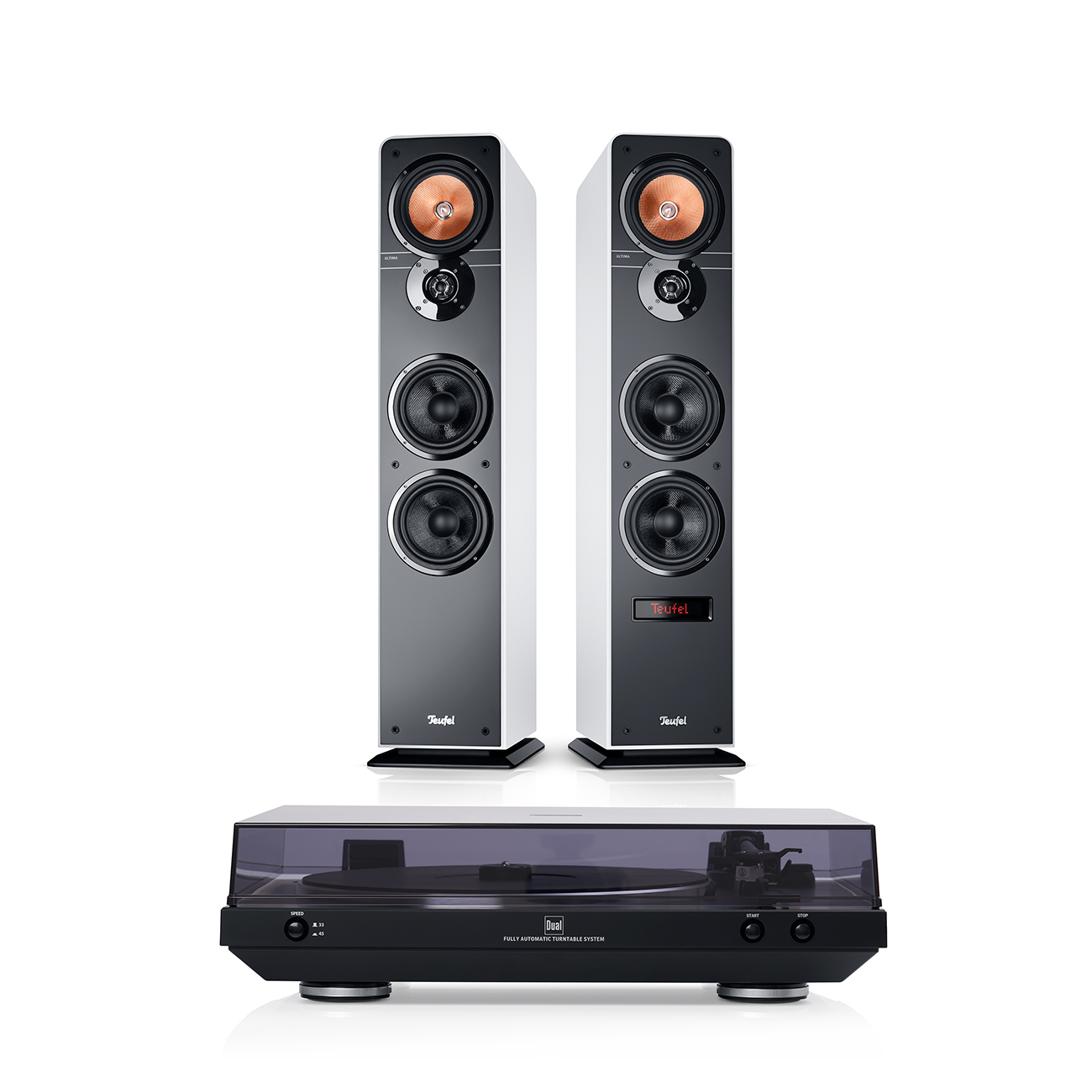 Teufel ULTIMA 40 AKTIV + DUAL DT 400 Aktives Standlautsprecher-Paar 3-Wege-Akustik 2 x 130 Watt Weiß / Schwarz Teufel ULTIMA 40 AKTIV + DUAL DT 400 Aktives Standlautsprecher-Paar 3-Wege-Akustik 2 x 130 Watt Weiß / Schwarz von Teufel