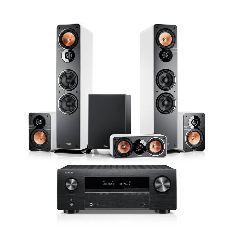 Teufel ULTIMA 40 Surround + DENON X3800H "5.1-Set" Dolby Atmos Subwoofer und Center 3-Wege-System AV-Receiver Weiß von Teufel