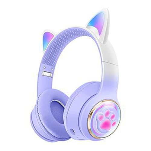Tevimpeya Kabellose Bluetooth-Kopfhörer für RGB-LED-Katzenohren- und Pfoten-Over-Ear-Kopfhörer mit Mikrofon und 3. 5-mm-Klinkenstecker Tevimpeya Kabellose Bluetooth-Kopfhörer für RGB-LED-Katzenohren- und Pfoten-Over-Ear-Kopfhörer mit Mikrofon und 3. 5-mm-Klinkenstecker von Tevimpeya