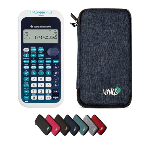 CALCUSO Sparkpaket: TI Collège Plus Solar technisch-wissenschaftlicher Taschenrechner + WYNGS Schutztasche blau + Erweiterte Garantie von CALCUSO von Texas Instruments