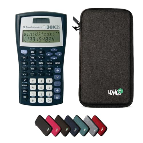 TI-30XIIS Taschenrechner inklusive Schutztasche von WYNGS in Dunkelgrau - Basic Set von Texas Instruments
