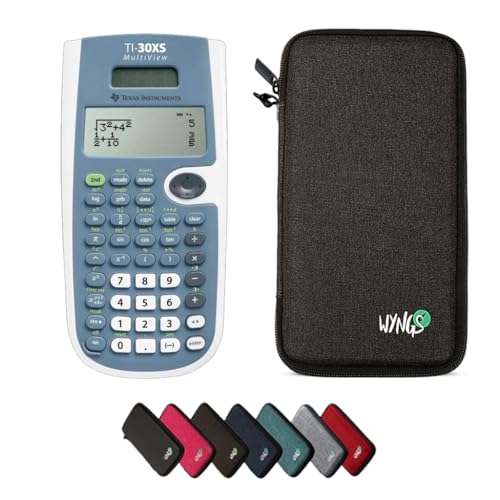 TI-30XS MultiView Taschenrechner inklusive Schutztasche von WYNGS in Dunkelgrau - Basic Set von Texas Instruments