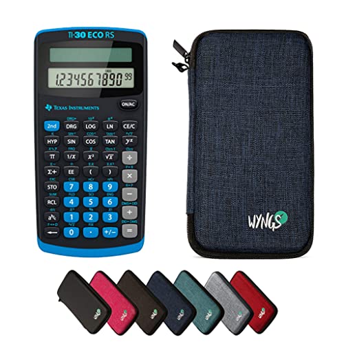 CALCUSO Sparpaket: TI 30 ECO RS wissenschaftlicher Rechner + WYNGS Schutztasche blau + Erweiterte Garantie von CALCUSO von Texas Instruments