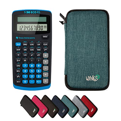 TI-30 ECO RS Taschenrechner inklusive Schutztasche von WYNGS in Türkis - Basic Set von Texas Instruments