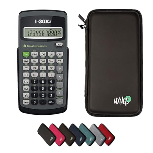 TI-30Xa Taschenrechner inklusive Schutztasche von WYNGS in Schwarz - Basic Set von Texas Instruments