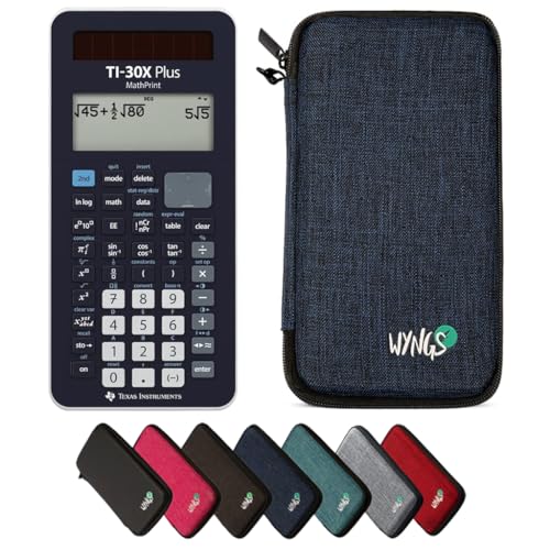 CALCUSO Sparpaket: TI-30X Plus MathPrint technisch-wissenschaftlicher Schulrechner + WYNGS Schutztasche blau + Erweiterte Garantie von CALCUSO von Texas Instruments