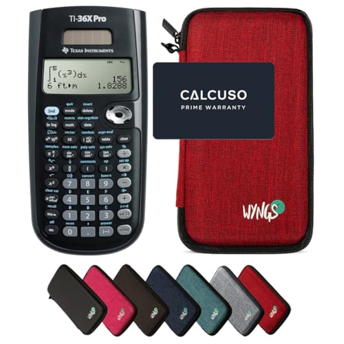 TEXAS INSTRUMENTS CALCUSO Sparpaket: TI 36 X Pro wissenschaftlich-technischer Rechner + WYNGS Schutztasche rot Erweiterte von von Texas Instruments