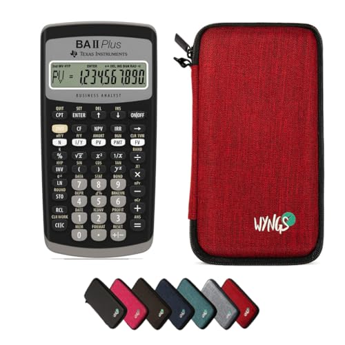 CALCUSO Sparpaket: TI BA II Plus Finanzrechner + WYNGS Schutztasche rot + Erweiterte Garantie von CALCUSO von Texas Instruments