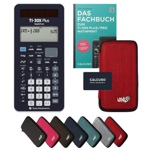 CALCUSO Standardpaket: TI-30X Plus MathPrint technisch-wissenschaftlicher Schulrechner + WYNGS Schutztasche rot + Fachbuch von CALCUSO + Erweiterte Garantie von CALCUSO von Texas Instruments