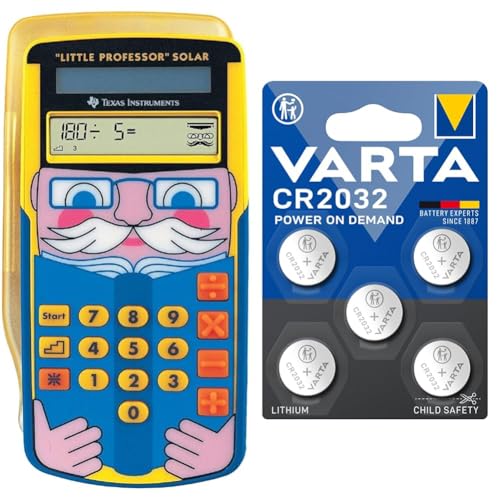 Texas Instruments Little Professor Rechentrainer & VARTA Batterien Knopfzellen CR2032, 5 Stück, Power on Demand, Lithium von Texas Instruments