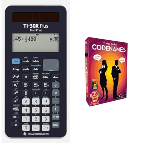 Texas Instruments TI-30X Plus MathPrint Wissenschaftlicher Schulrechner (4-zeilig) & Asmodee Codenames, Spiel des Jahres 2016, Familienspiel, Ratespiel, Deutsch von Texas Instruments