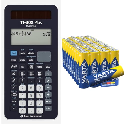 Texas Instruments TI-30X Plus MathPrint Wissenschaftlicher Schulrechner (4-zeilig) & VARTA Batterien AA von Texas Instruments