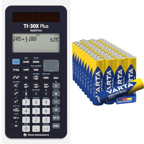 Texas Instruments TI-30X Plus MathPrint Wissenschaftlicher Schulrechner (4-zeilig) & VARTA Batterien AAA von Texas Instruments