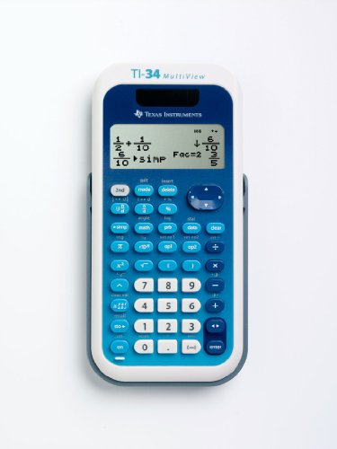 Texas Instruments TI-34 MV Schulrechner (Multi View, 4-zeilen Display, Solar- und Batteriebetrieb) Blau-Weiß von Texas Instruments