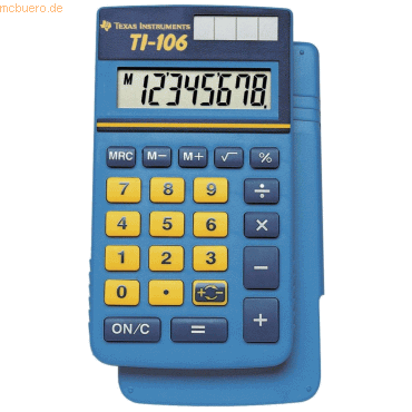 Texas Instruments Taschenrechner TI-106 Solar 8-stellig Batterie/Solar von Texas Instruments