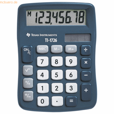 Texas Instruments Taschenrechner TI-1726 SV 8-stellig Solarbetrieb sch von Texas Instruments