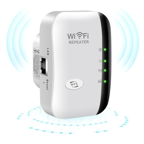WLAN Verstärker mit 300 Mbps,WLAN Repeater,WiFi Extender Booster 2,4GHz WiFi Extender mit Repeater/AP Modus und WPS-Funktion,Internet Verstärker bis zu 3000qm und 30 Geräte (Weiß) von Texliney