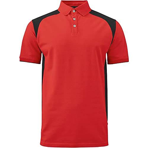 Texstar PS07 Herren Stretch Pikee Hemd mit Drei Knöpfen, Größe L, Rot von Texstar