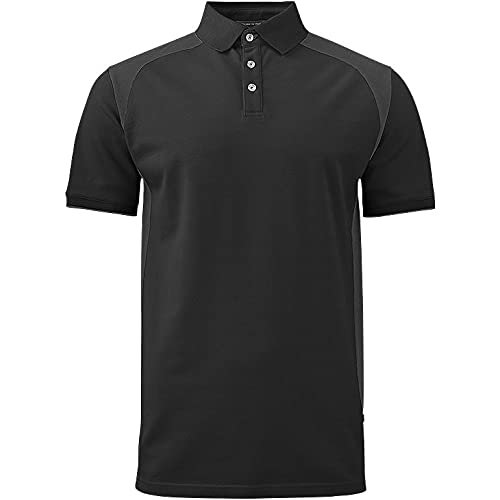 Texstar PS07 Herren Stretch Pikee Hemd mit Drei Knöpfen, Größe M, Schwarz von Texstar