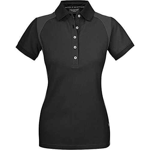 Texstar PSW7 Damen Stretch Pikee Hemd mit Drei Knöpfen, Größe L, Schwarz von Texstar