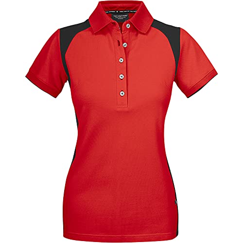 Texstar PSW7 Damen Stretch Pikee Hemd mit Drei Knöpfen, Größe M, Rot von Texstar