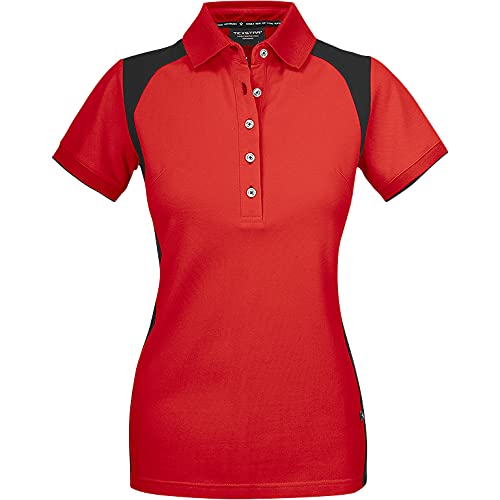 Texstar PSW7 Damen Stretch Pikee Hemd mit Drei Knöpfen, Größe XL, Rot von Texstar