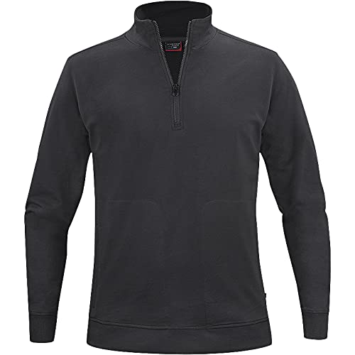 Texstar SW18 Unisex Crew Halbes Reißverschluss Sweatshirt, Größe S, Schwarz von Texstar